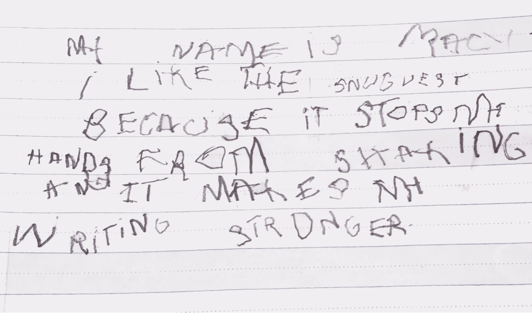 Shaky and wobbly handwriting, hard to read.